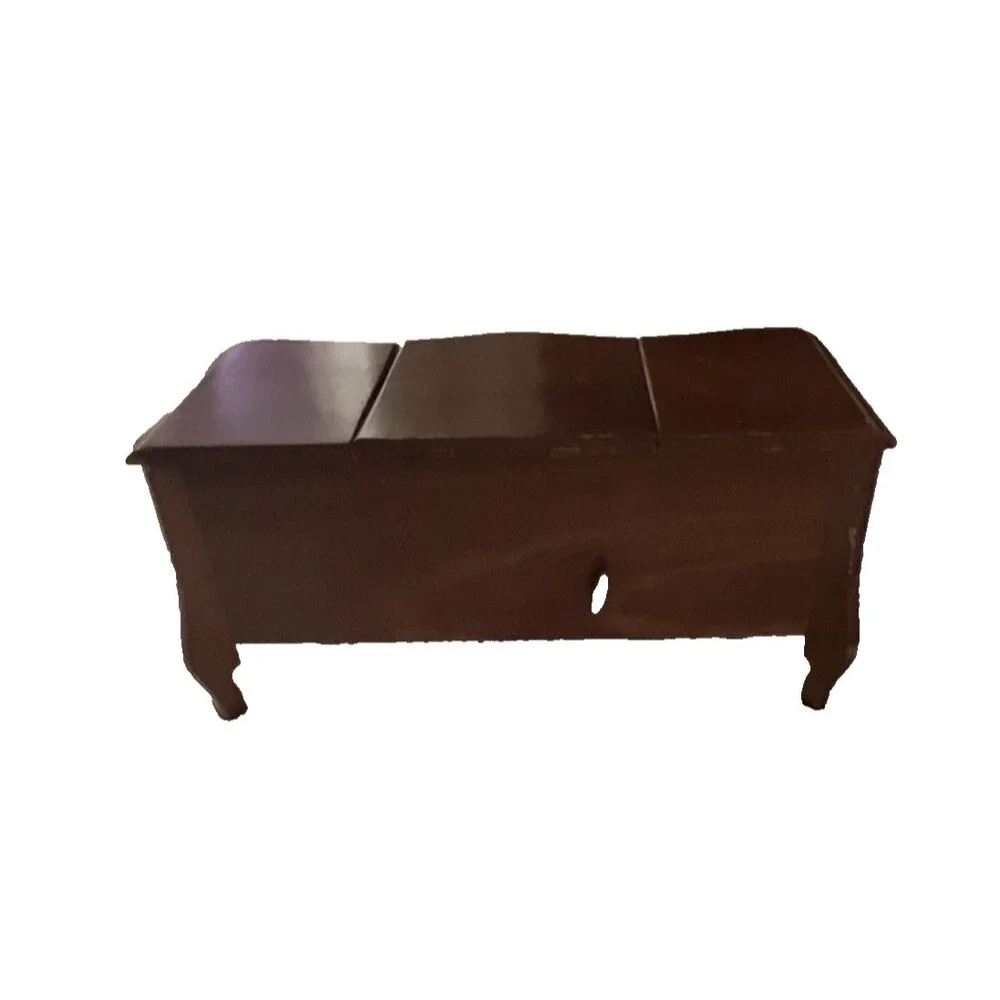 Vintage Mid Century Musical Wooden Jewelry Box, Drawers, Mirror, Velvet Lined